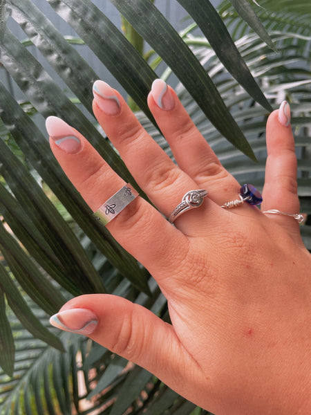 bumblebee handstamped ring