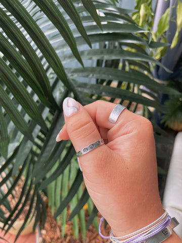 thin smiley face handstamped ring