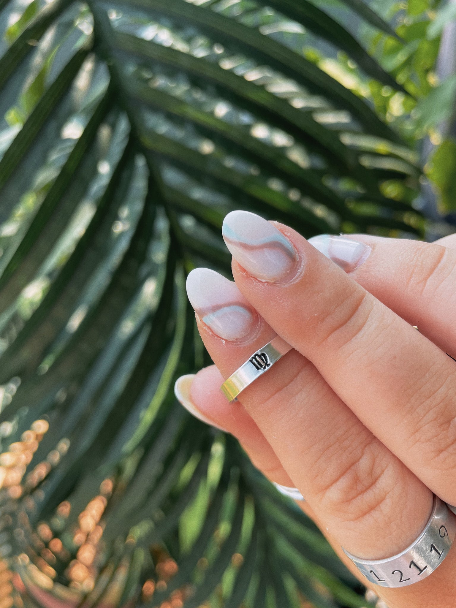 thin zodiac handstamped ring