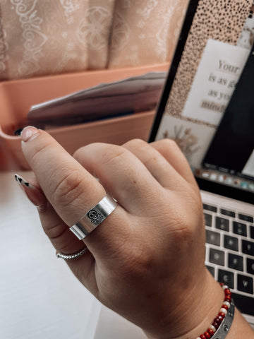 skull handstamped ring