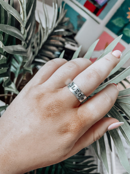 paw print handstamped ring