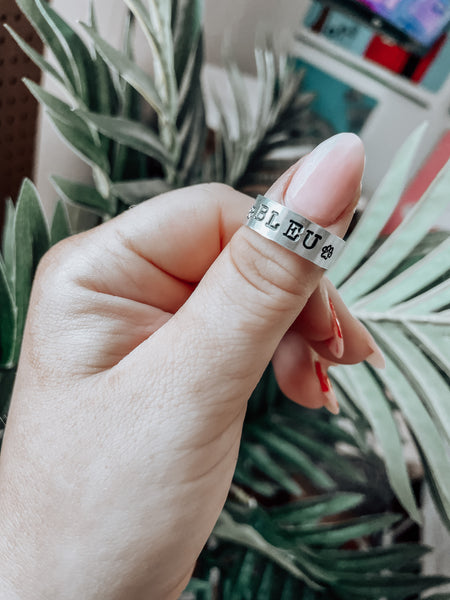 paw print handstamped ring