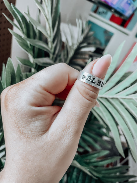 paw print handstamped ring