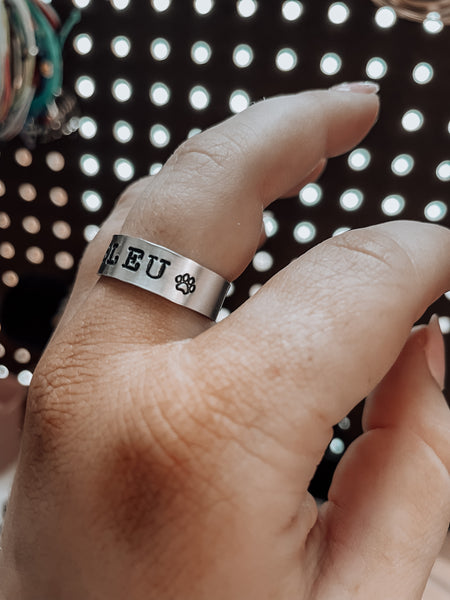 paw print handstamped ring