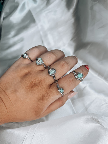 turquoise and silver wire ring