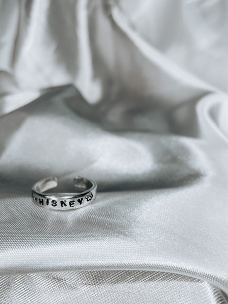 paw print handstamped ring