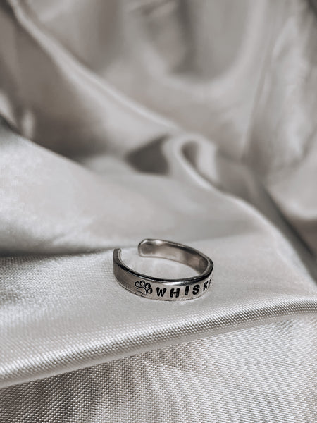 paw print handstamped ring