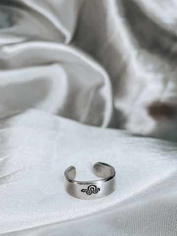 snake handstamped ring