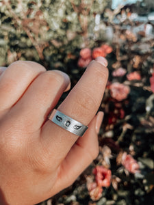 angel wings handstamped ring