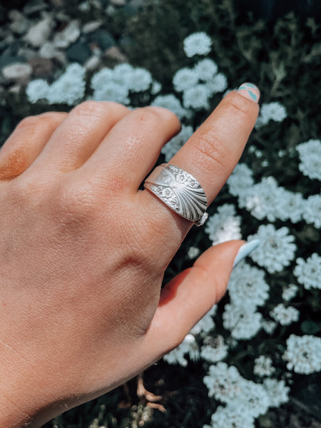 vintage floral spoon ring