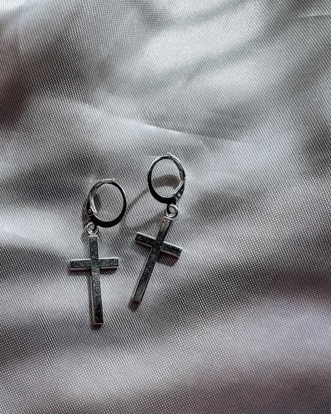 silver cross earrings