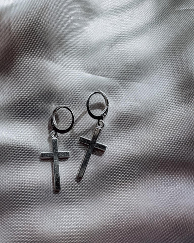 silver cross earrings