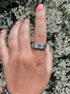 sun rise handstamped ring