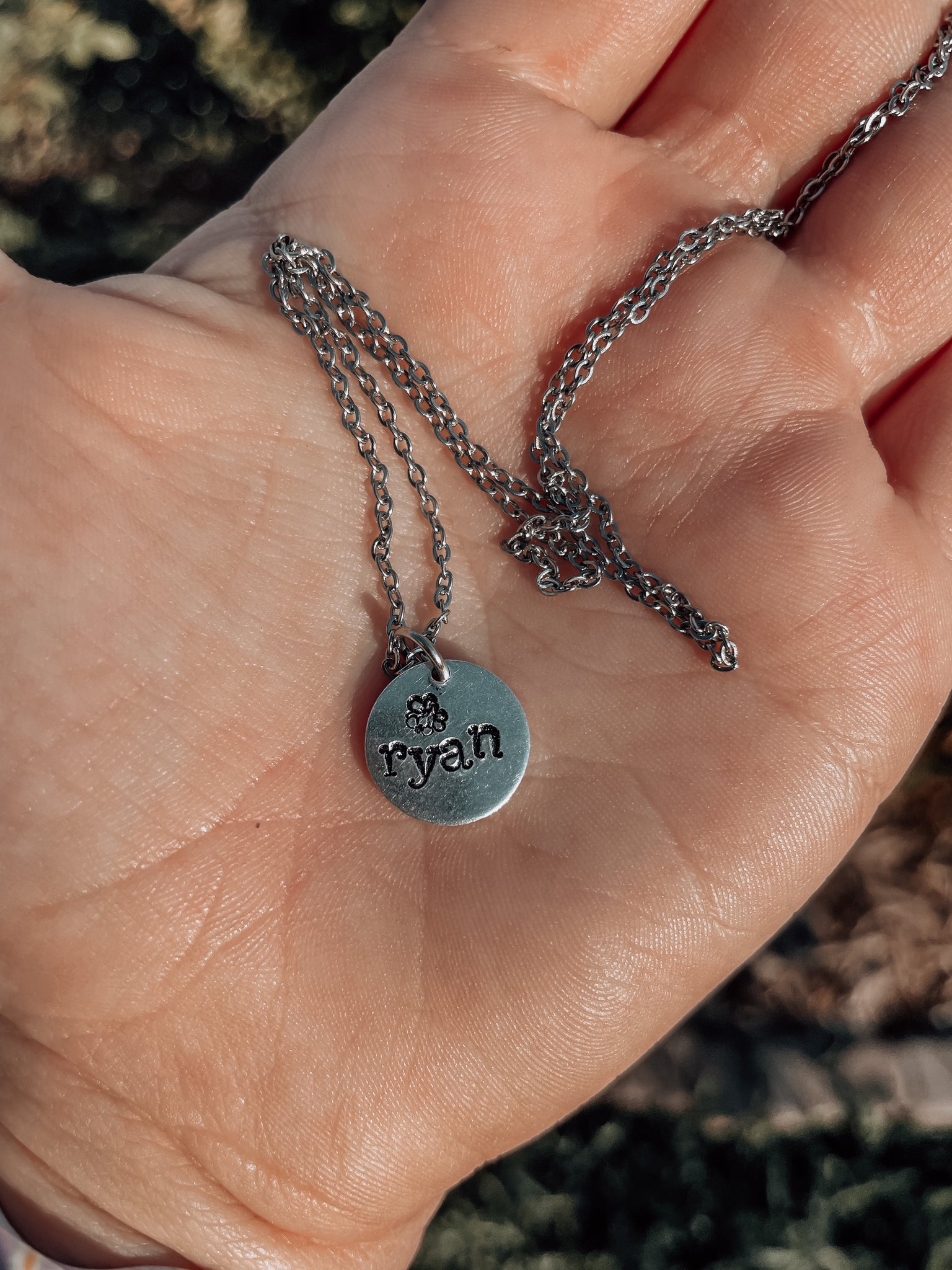 small pendent handstamped necklace